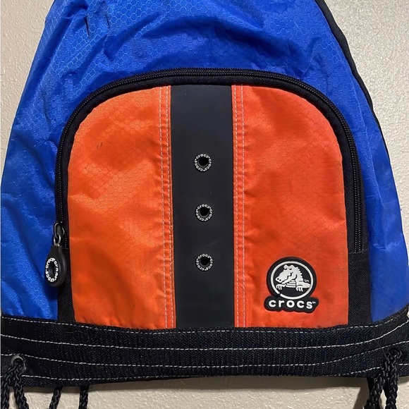 Crocs Logo Blue Orange Sackpack Drawstring Backpack Travel Gym Bag - Picture 2 of 5